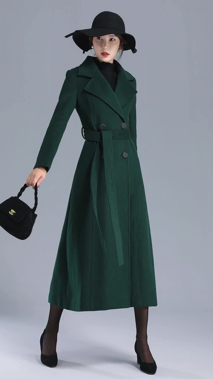 【定価12万円】　j.press ウールトレンチコート　マキシ丈　グリーン系 定価12万円】 j.press ウールトレンチコート マキシ丈 グリーン系