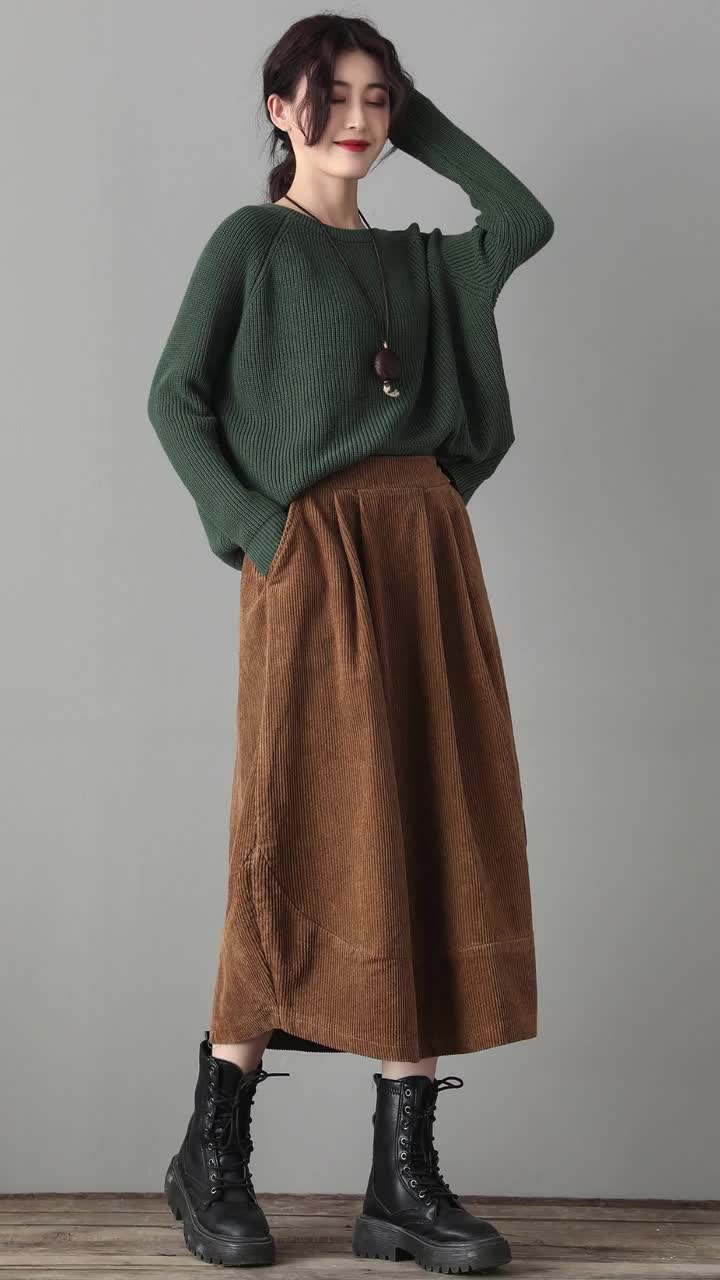 【Rest&Recreation】韓国人気★ CORDUROY MAXI SKIRT (S,M) Black Black Corduroy Maxi Skirt | GANNI US