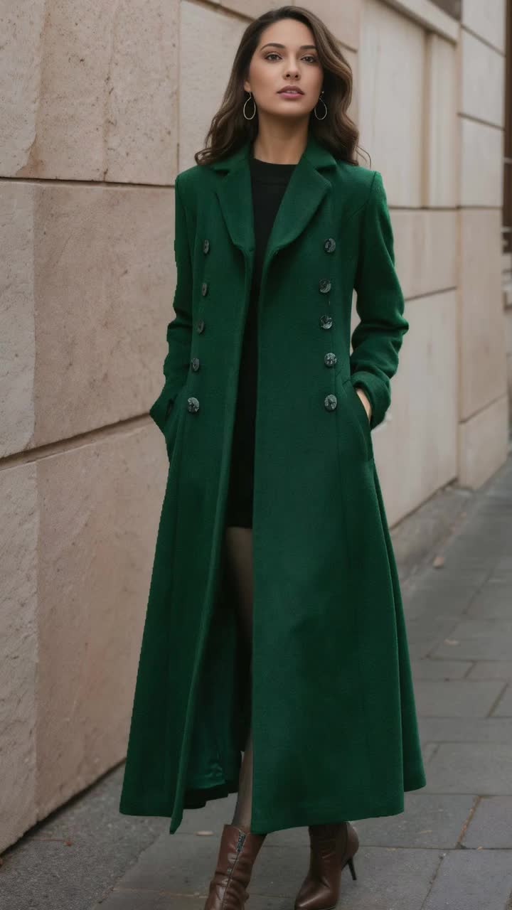 レディースウールコート、ロングウールコート、暖かい冬用ウールコート