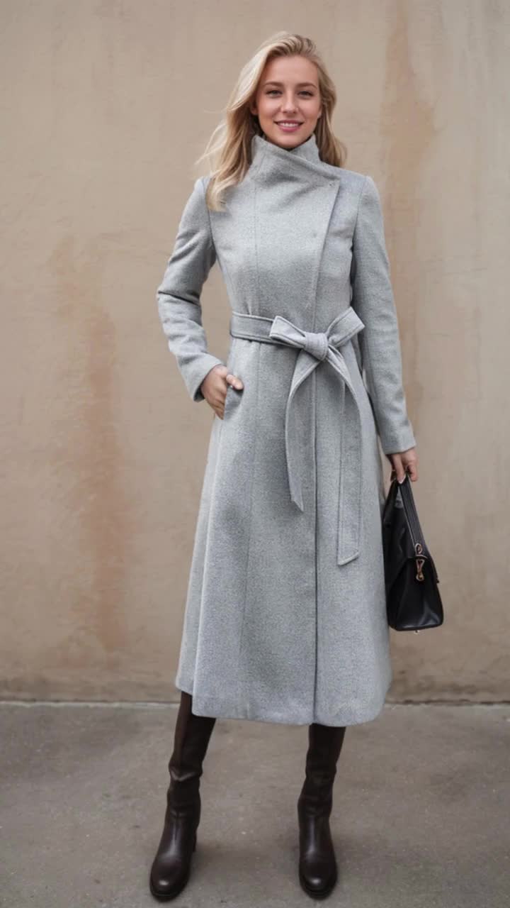 Wool Coat, Womens Long Coat, Winter Coat, Grey Wool Coat, A Wool Coat, Womens Long Coat, Winter Coat, Grey Wool Coat, A