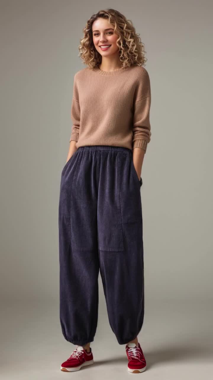 Corduroy Pants Women, Fall Winter Baggy Pants, Retro Wide Leg Long Pants, Plus Size Trousers, Elastic Waist Harem Pants, Slacks Pants C2509 - Etsy Corduroy Pants Women, Fall Winter Baggy Pants, Retro Wide Leg Long Pants, Plus Size Trousers, Elastic Waist Harem Pants, Slacks Pants C2509 - Etsy
