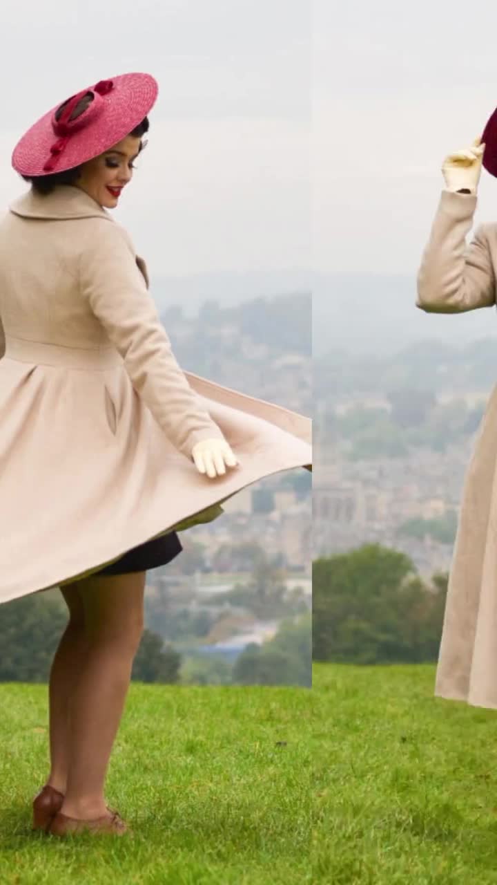 Beige Princess Wool Coat, Fit and Flare Wool Coat, Wool Coat