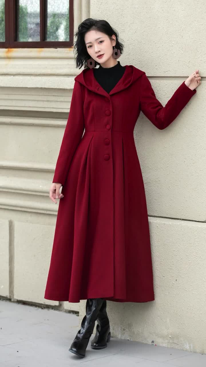 Wool Coat, Long Wool Coat, Hooded Wool Coat, Womens Coat Wool Coat, Long Wool Coat, Hooded Wool Coat, Womens Coat