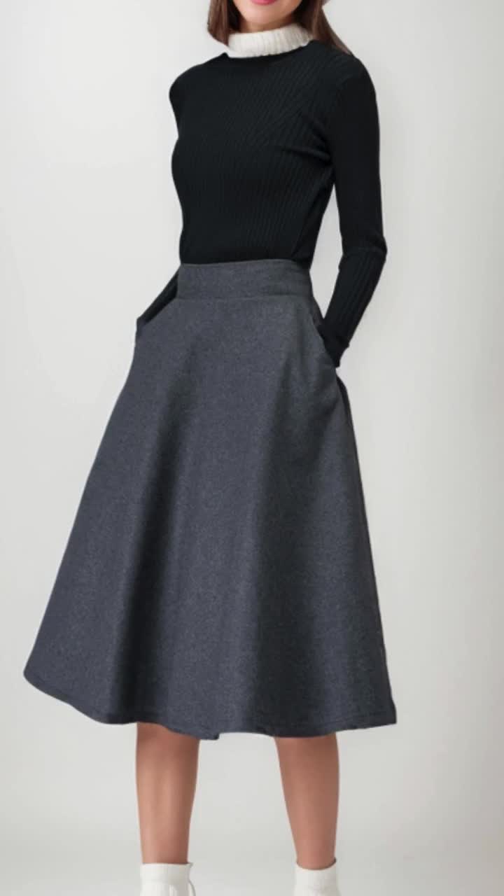 ★SCULPTOR★ Tailored Wool Skirt Gray SC24A411GY ☆SCULPTOR☆ Tailored Wool Skirt Gray SC24A411GY