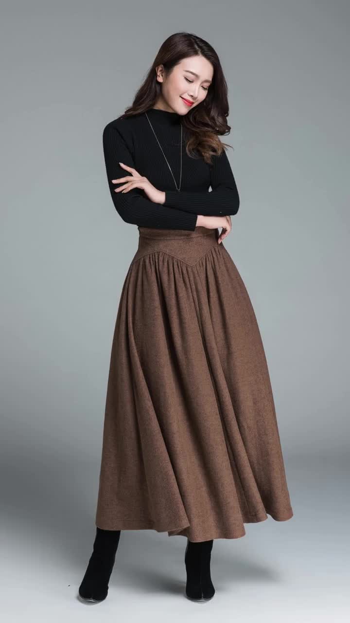 Vintage Inspired Long Wool Skirt, Wool Skirt Women, High