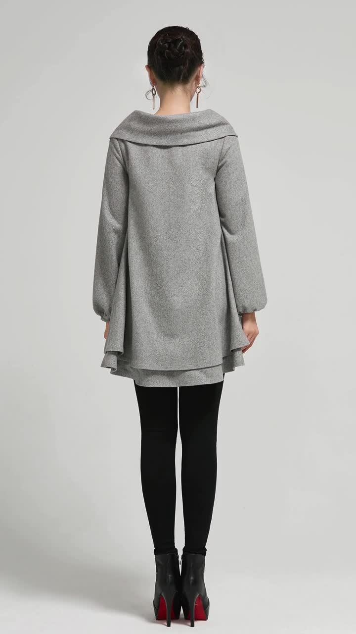 Wool Dress, Gray Dress Women, Winter Tunic Dress, Tunic