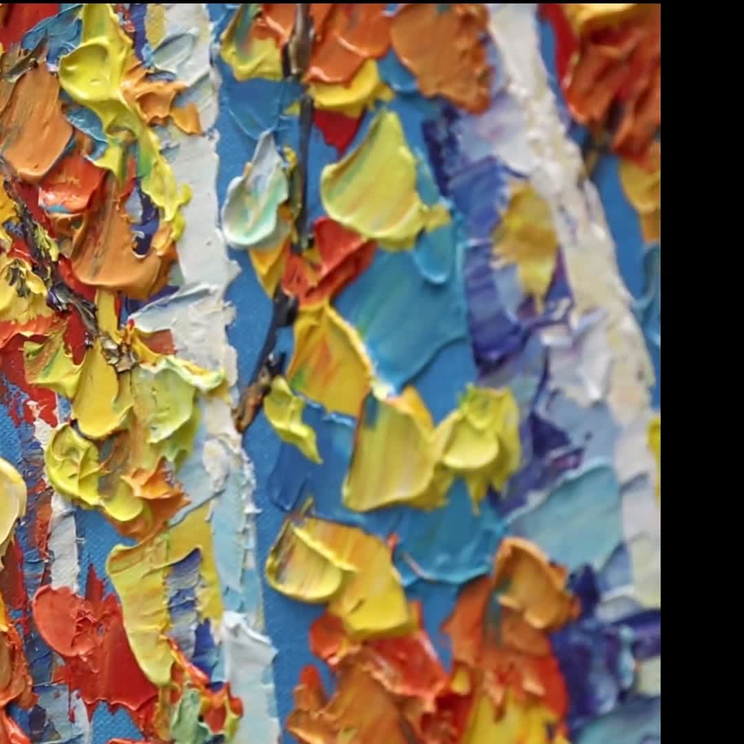 白樺の木のアート 抽象的な壁アート 白樺の木のキャンバスの絵画
