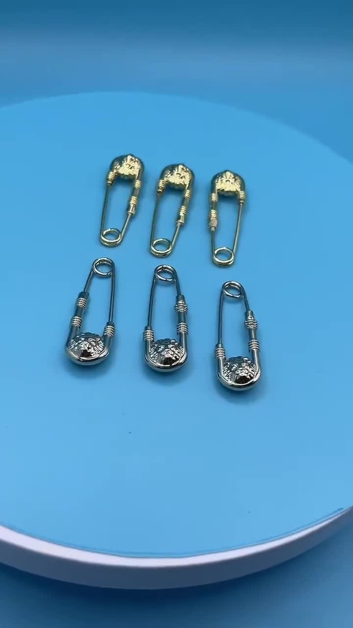 Lion Head Brooch Pin: Gold or Silver Safety Pin - 58mm - Etsy