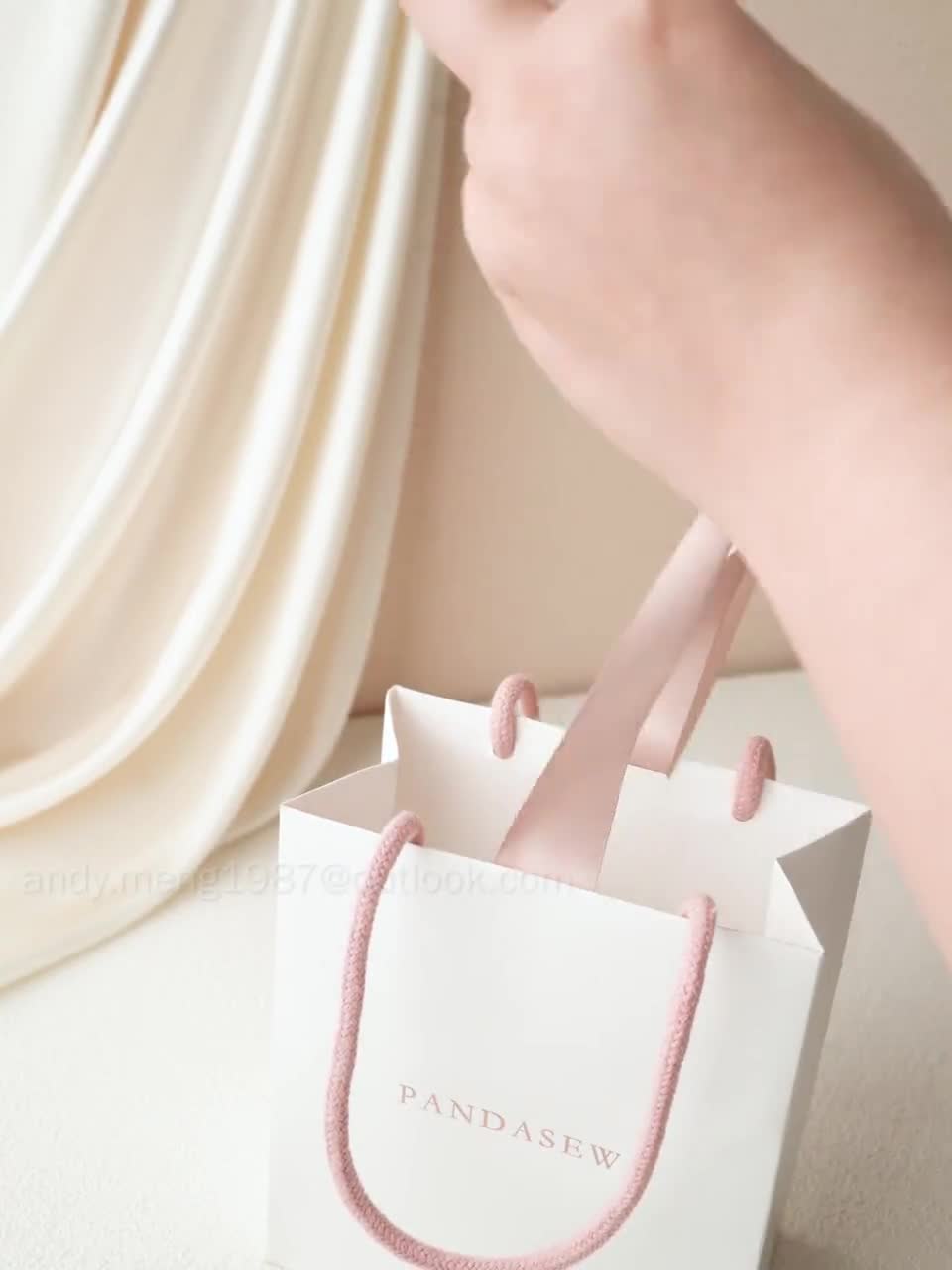 50pcs A1YS Paper Bag Custom Jewelry Package Bag Bow Tie Tote