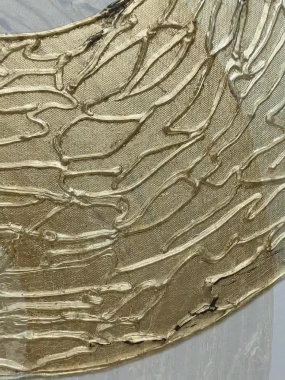 白×金テクスチャーアート｜ゴールドを大胆に重ねた抽象画 パネル 絵画