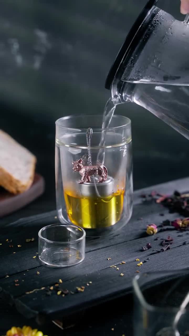 Lion Tea Infuser: Stainless Steel Loose Leaf Strainer With Glass