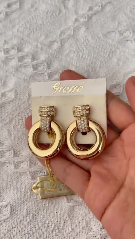 Christian Dior GROSSE Glow Circle Hoop Crystals Door Knocker Drop