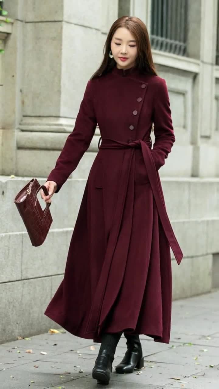 Wool Coat, Maxi Wool Coat, Burgundy Wool Coat, Long Wool Wool Coat, Maxi Wool Coat, Burgundy Wool Coat, Long Wool