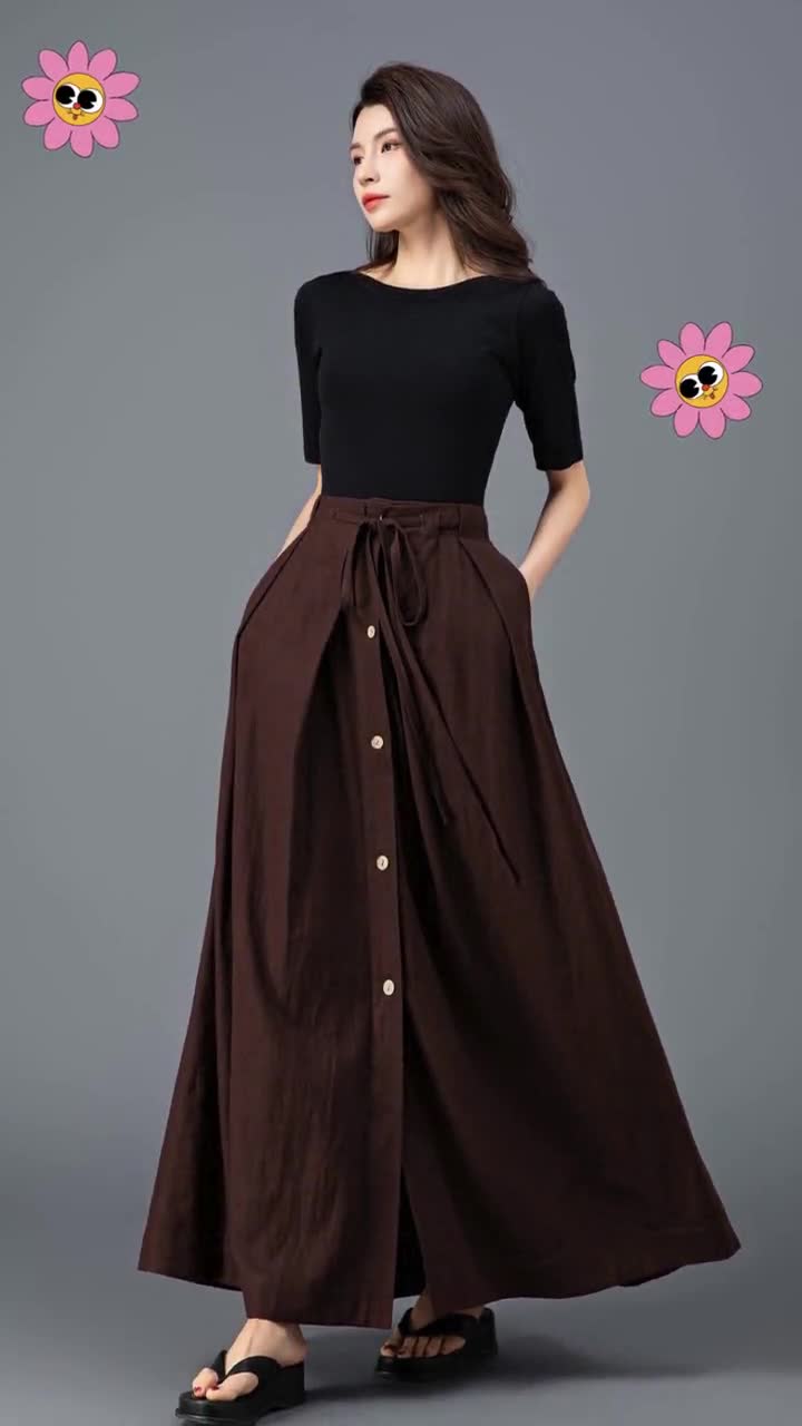 ★LEE★ Women's Sweat Long Skirt Pigment Brown LE2403SR20PW Women's Trendy Style Solid Maxi Long Skirt - Walmart.com
