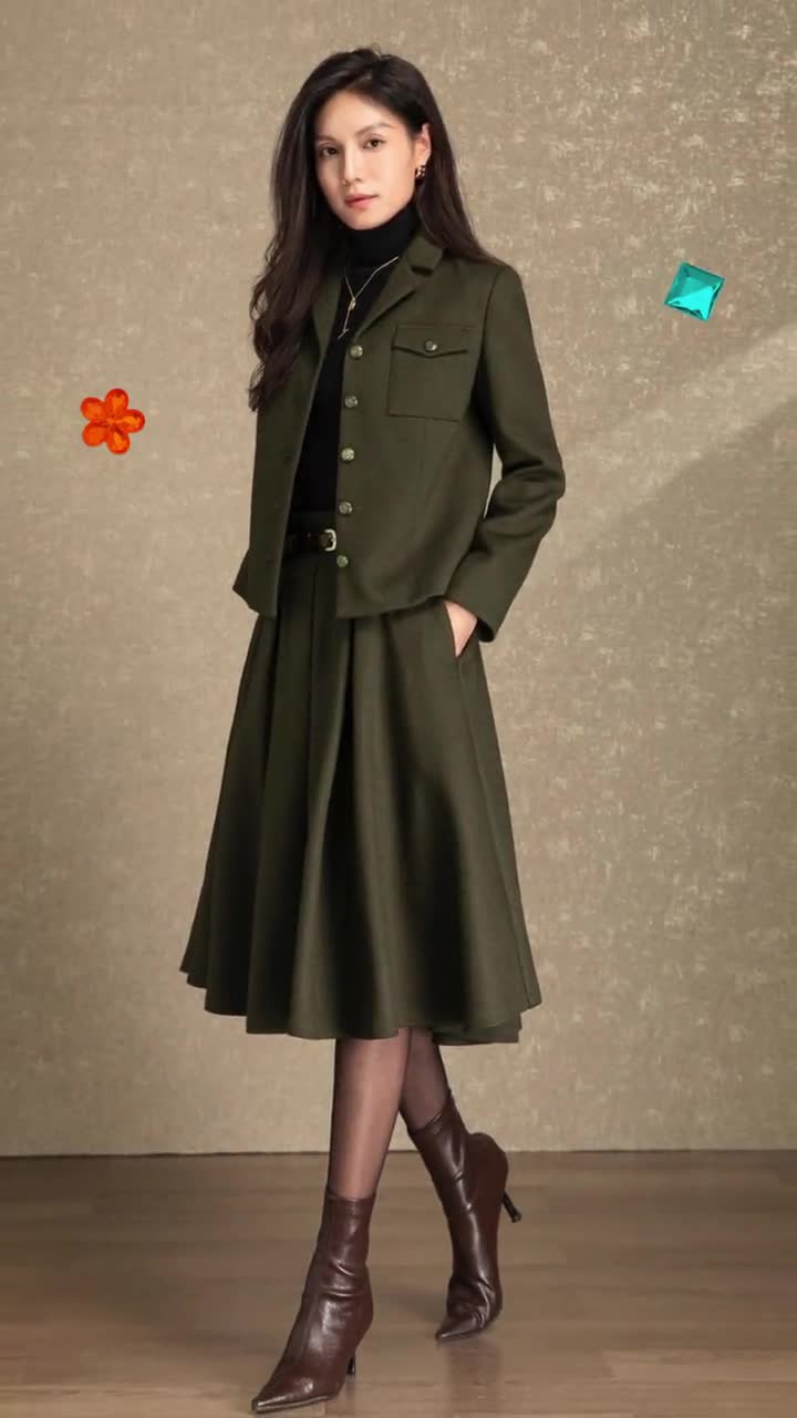 ◆Loulouseoul◆ Joy Wool Check Midi Skirt Green Joy Wool Check Midi Skirt (Green) - 감도 깊은 취향 셀렉트샵 29CM