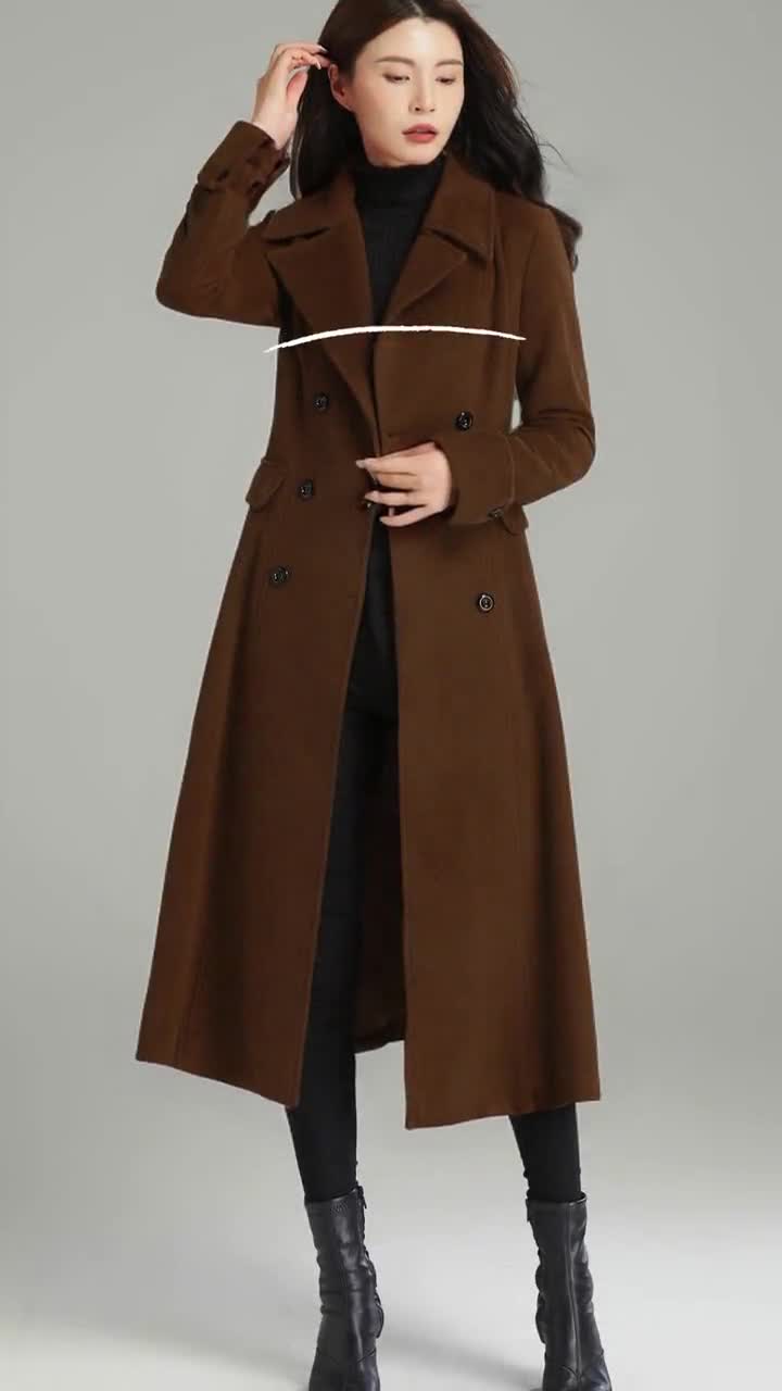 Wool Coat Women, Long Wool Coat, Brown Wool Coat, Classic Coat