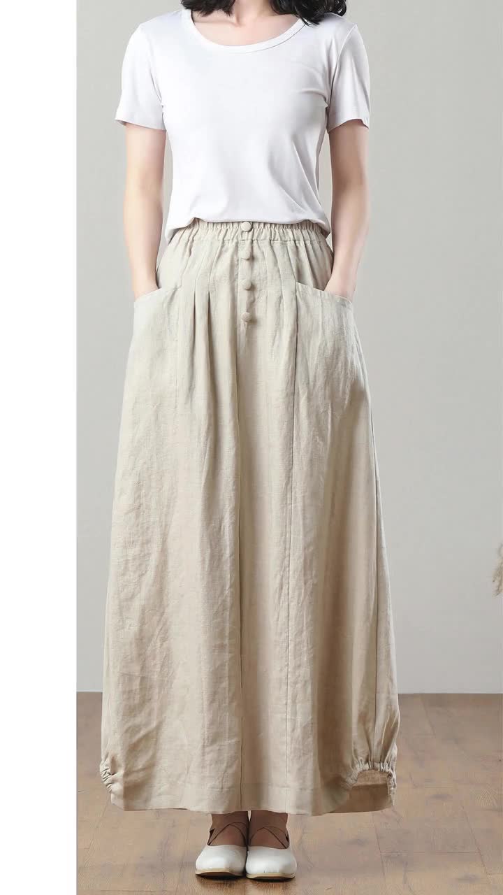 Linen Skirt, Maxi Linen Skirt, High Waist Skirt, Skirt With